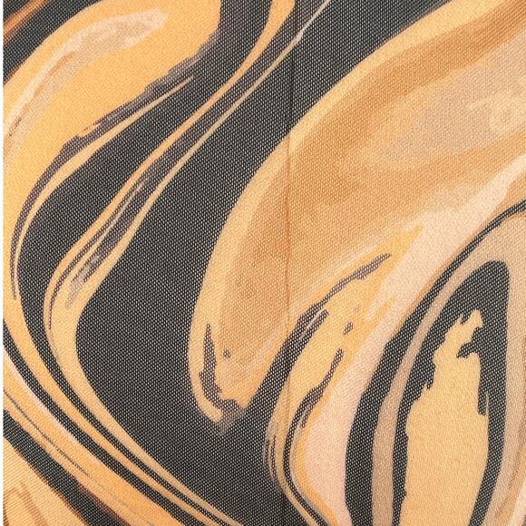 Zara Brown & Black Abstract Print Long Sleeve Sheer Bodysuit Size Medium - Picture 4 of 10